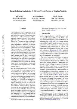 Towards Better Inclusivity: A Diverse Tweet Corpus of English Varieties