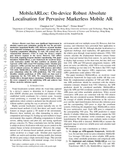 MobileARLoc: On-device Robust Absolute Localisation for Pervasive
  Markerless Mobile AR