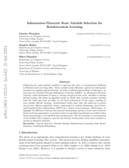 Information-Theoretic State Variable Selection for Reinforcement
  Learning