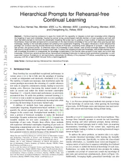 Hierarchical Prompts for Rehearsal-free Continual Learning