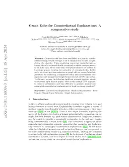 Graph Edits for Counterfactual Explanations: A comparative study