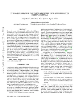 Streaming Bilingual End-to-End ASR model using Attention over Multiple
  Softmax