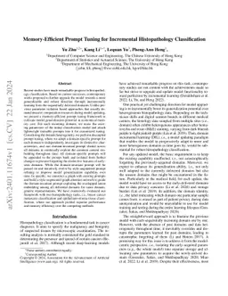 Memory-Efficient Prompt Tuning for Incremental Histopathology
  Classification