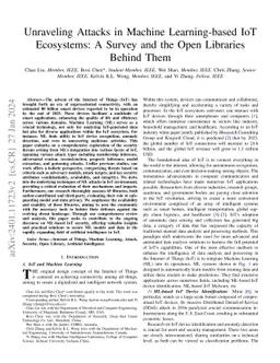 Unraveling Attacks in Machine Learning-based IoT Ecosystems: A Survey
  and the Open Libraries Behind Them