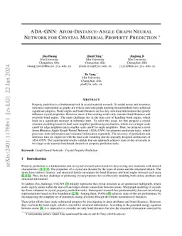 ADA-GNN: Atom-Distance-Angle Graph Neural Network for Crystal Material
  Property Prediction
