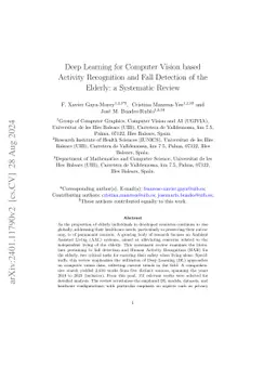 Deep Learning for Computer Vision based Activity Recognition and Fall
  Detection of the Elderly: a Systematic Review