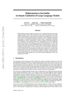 Hallucination is Inevitable: An Innate Limitation of Large Language Models