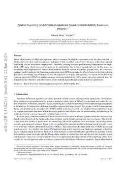 Sparse discovery of differential equations based on multi-fidelity
  Gaussian process