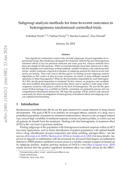 Subgroup analysis methods for time-to-event outcomes in heterogeneous
  randomized controlled trials