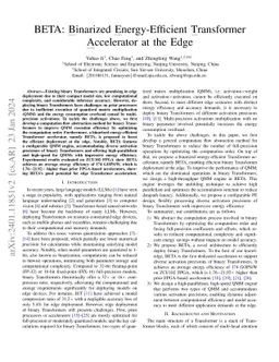 BETA: Binarized Energy-Efficient Transformer Accelerator at the Edge