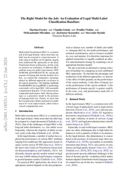 The Right Model for the Job: An Evaluation of Legal Multi-Label
  Classification Baselines