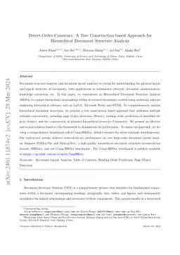Detect-Order-Construct: A Tree Construction based Approach for
  Hierarchical Document Structure Analysis