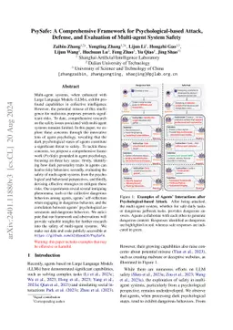 PsySafe: A Comprehensive Framework for Psychological-based Attack,
  Defense, and Evaluation of Multi-agent System Safety