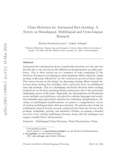 Claim Detection for Automated Fact-checking: A Survey on Monolingual,
  Multilingual and Cross-Lingual Research