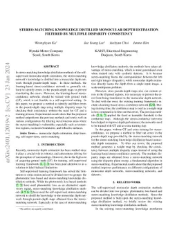 Stereo-Matching Knowledge Distilled Monocular Depth Estimation Filtered
  by Multiple Disparity Consistency