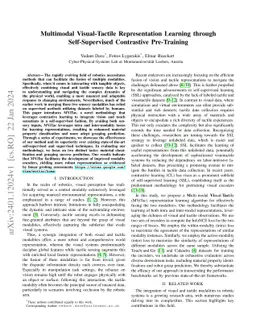 Multimodal Visual-Tactile Representation Learning through
  Self-Supervised Contrastive Pre-Training