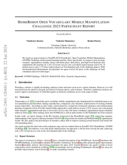 HomeRobot Open Vocabulary Mobile Manipulation Challenge 2023 Participant
  Report (Team KuzHum)