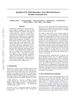 Spotting LLMs With Binoculars: Zero-Shot Detection of Machine-Generated
  Text