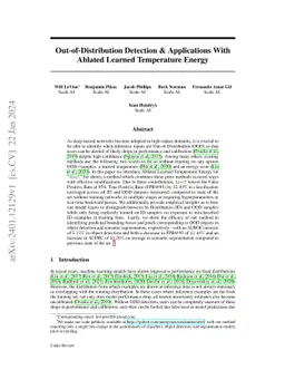 Out-of-Distribution Detection & Applications With Ablated Learned Temperature Energy