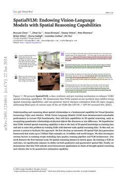 SpatialVLM: Endowing Vision-Language Models with Spatial Reasoning
  Capabilities