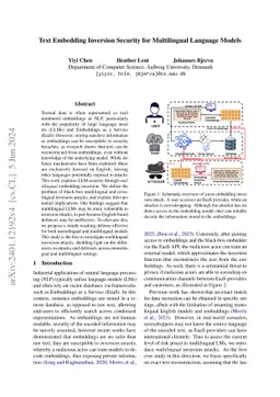 Text Embedding Inversion Security for Multilingual Language Models