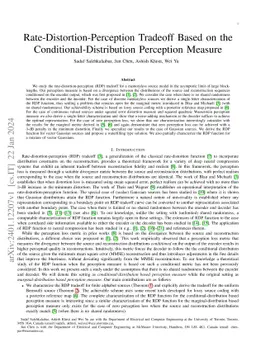 Rate-Distortion-Perception Tradeoff Based on the Conditional-Distribution Perception Measure