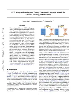 APT: Adaptive Pruning and Tuning Pretrained Language Models for
  Efficient Training and Inference