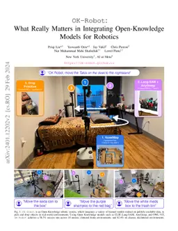 OK-Robot: What Really Matters in Integrating Open-Knowledge Models for
  Robotics
