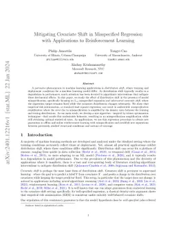 Mitigating Covariate Shift in Misspecified Regression with Applications
  to Reinforcement Learning