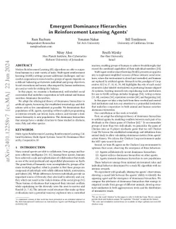 Emergent Dominance Hierarchies in Reinforcement Learning Agents