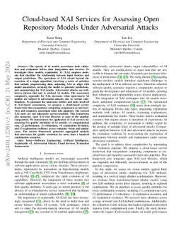 Cloud-based XAI Services for Assessing Open Repository Models Under
  Adversarial Attacks