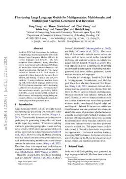 Fine-tuning Large Language Models for Multigenerator, Multidomain, and
  Multilingual Machine-Generated Text Detection