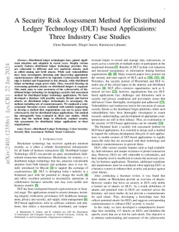 A Security Risk Assessment Method for Distributed Ledger Technology
  (DLT) based Applications: Three Industry Case Studies