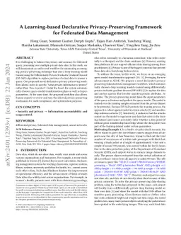 A Learning-based Declarative Privacy-Preserving Framework for Federated
  Data Management