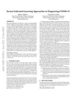 Secure Federated Learning Approaches to Diagnosing COVID-19