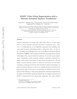 MAST: Video Polyp Segmentation with a Mixture-Attention Siamese
  Transformer