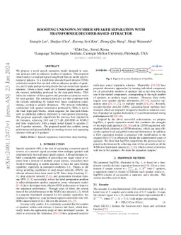 Boosting Unknown-number Speaker Separation with Transformer
  Decoder-based Attractor