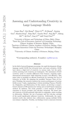 Assessing and Understanding Creativity in Large Language Models