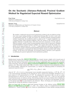 On the Stochastic (Variance-Reduced) Proximal Gradient Method for
  Regularized Expected Reward Optimization