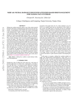 NeRF-AD: Neural Radiance Field with Attention-based Disentanglement for
  Talking Face Synthesis