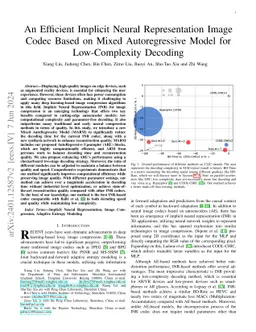 An Efficient Implicit Neural Representation Image Codec Based on Mixed
  Autoregressive Model for Low-Complexity Decoding