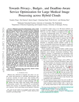 Towards Privacy-, Budget-, and Deadline-Aware Service Optimization for
  Large Medical Image Processing across Hybrid Clouds