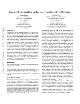 Emergent Cooperation under Uncertain Incentive Alignment