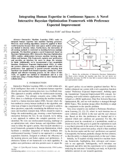 Integrating Human Expertise in Continuous Spaces: A Novel Interactive
  Bayesian Optimization Framework with Preference Expected Improvement