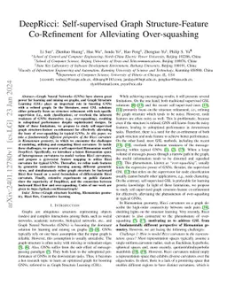 DeepRicci: Self-supervised Graph Structure-Feature Co-Refinement for
  Alleviating Over-squashing