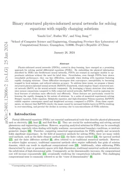 Binary structured physics-informed neural networks for solving equations
  with rapidly changing solutions