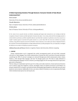 A Robot Expressing Emotions Through Gestures: Everyone Outside of Italy
  Would Understand this?