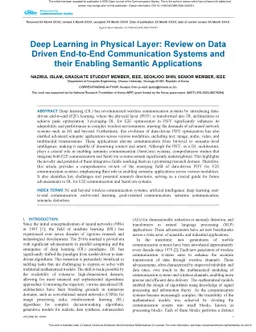 Deep Learning in Physical Layer: Review on Data Driven End-to-End
  Communication Systems and their Enabling Semantic Applications