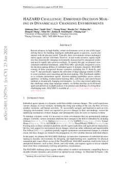 HAZARD Challenge: Embodied Decision Making in Dynamically Changing
  Environments