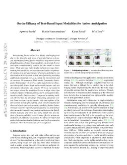 On the Efficacy of Text-Based Input Modalities for Action Anticipation